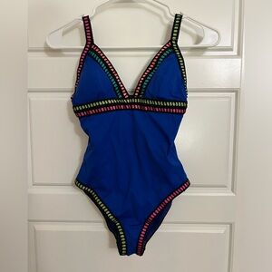 LaBlanca Size 4 one piece swimsuit. Like new. Embroidery and ribbon accents.
